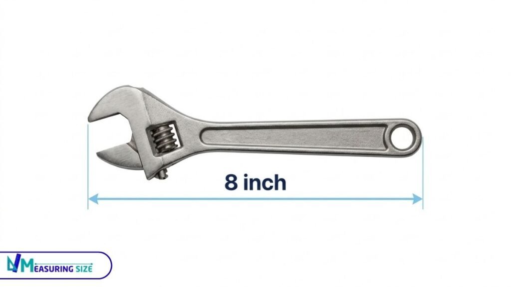 An 8 inch adjustable wrench